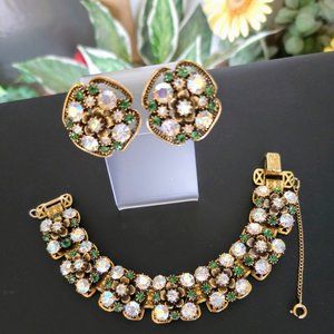 Vintage Florenza Rhinestone Bracelet & Earring Set